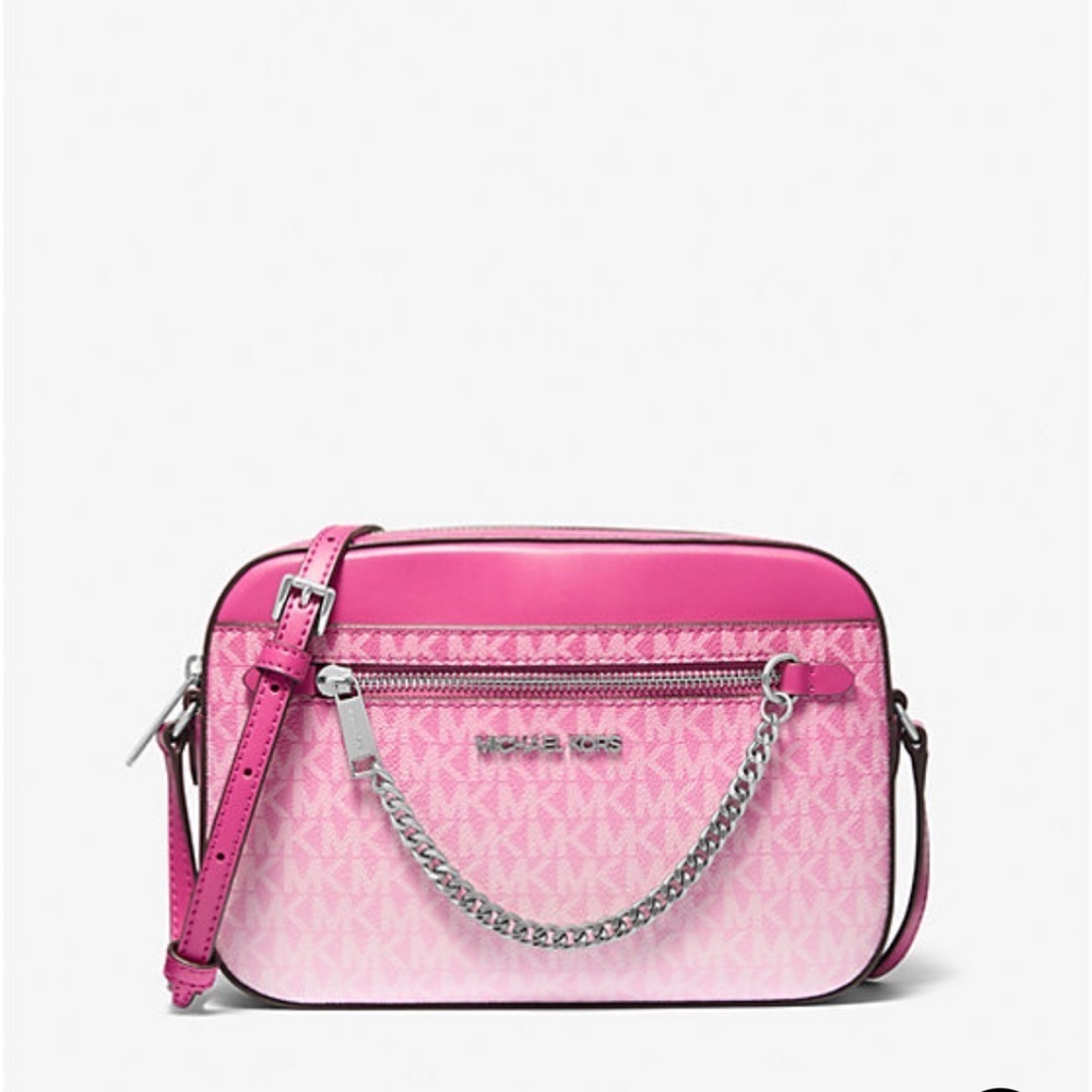 NWT Michael Kors Jet Set large Pink ombre signature  logo Crossbody structured